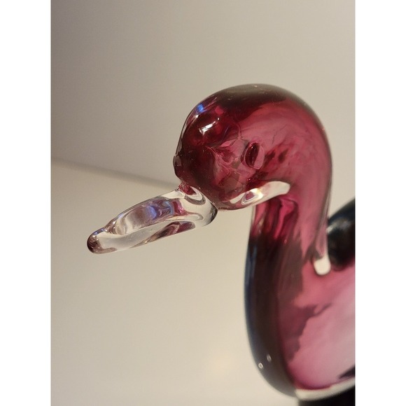 Vtg Murano Sommerso Italian Art Glass Duck Bird Sculpture Purple Blue Figurine - Picture 4 of 12